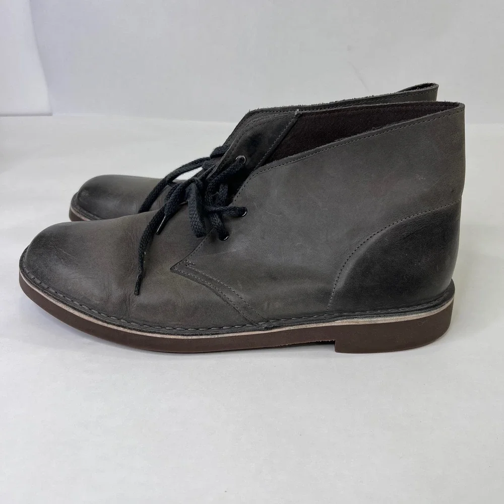 Clarks Bushacre 2 Mens Sz 12 Charcoal Grey Beeswax Leather Chukka Desert Boots